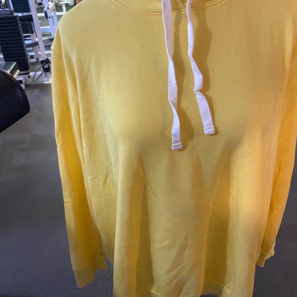 Yellow Hoodie with White Drawstrings